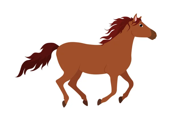 Correndo Cavalo Estilo Plano Isolado Vetor Fundo Branco — Vetor de Stock