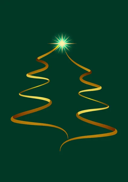 Абстрактный Вектор Золотого Рождественского Дерева Зеленом Фоне — стоковый вектор