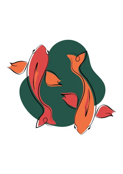 Ryby Rysunek Minimalny Styl Minimalny Abstrakcyjny Rysunek Dłoni — Wektor stockowy