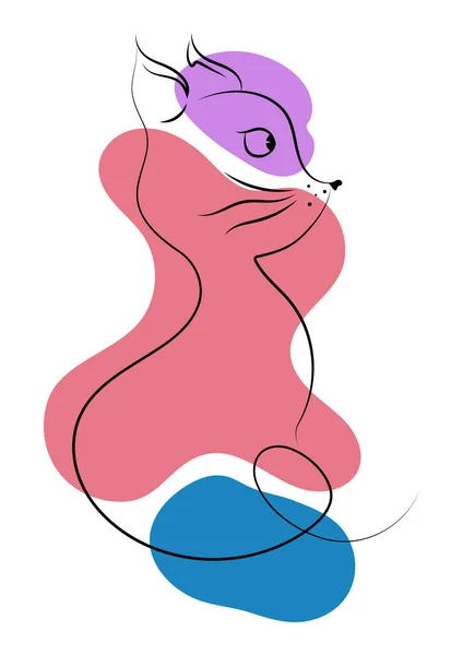 Kočičí Čára Kreslí Minimální Styl Minimalistický Abstraktní Styl Kreslení Rukou — Stockový vektor