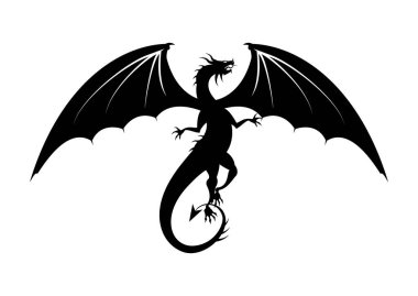 Black Dragon Clipart Vector Isolated On White Background. Black Dragon Tattoo