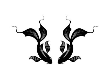 Black Koi Fish Clipart Vector Icon