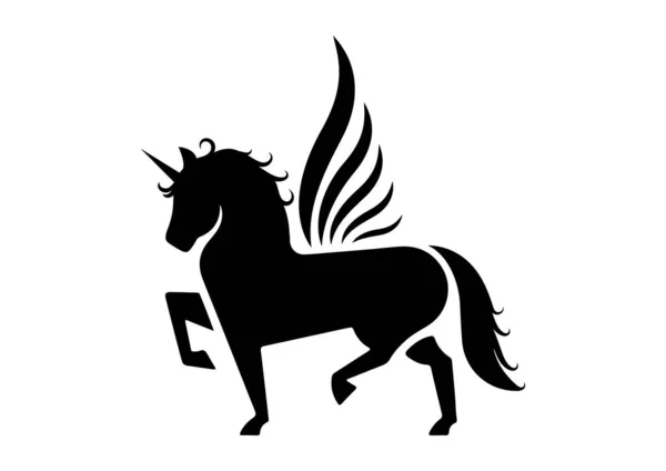 Pegasus Icon Flat Design Vector Schwarze Silhouette Von Pegasus — Stockvektor