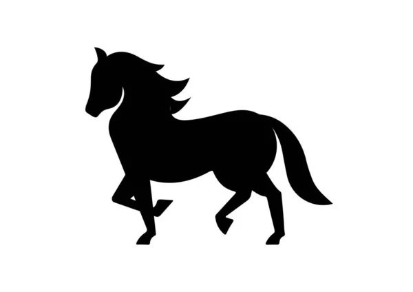 Pferd Icon Flat Design Vector Schwarze Silhouette Eines Pferdes — Stockvektor