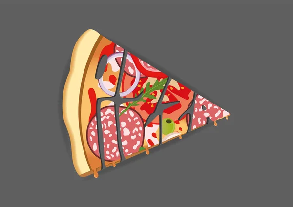 Slice Pizza Letters Vector Illustration — Stock Vector