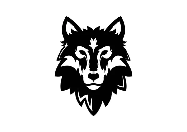 Wolf Head Icon Logo Flat Design Vector Голова Чорного Вовка — стоковий вектор