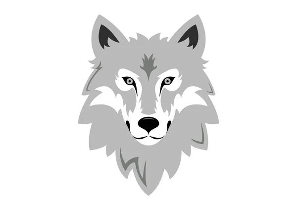 Wolf Cabeça Ícone Logotipo Plana Design Vector — Vetor de Stock