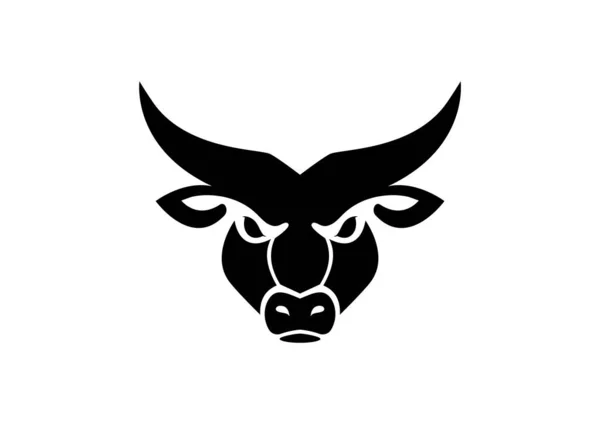 Bull Head Icon Logo Flaches Design Schwarz Und Weiß — Stockvektor