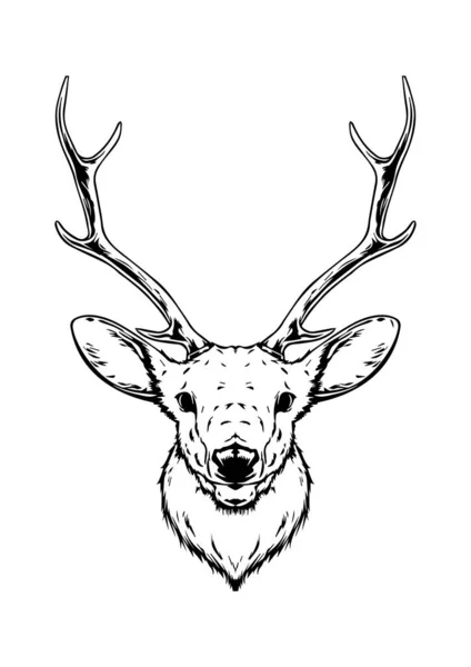 黑白鹿头平面设计矢量 — 图库矢量图片