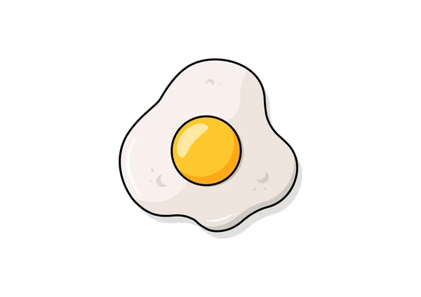 Τηγανητό Αυγό Διάνυσμα Επίπεδη Σχεδίαση Λευκό Φόντο — Διανυσματικό Αρχείο