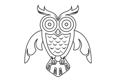 Siyah ve Beyaz Baykuş. Çizgi film Baykuşunun Boyama Sayfası