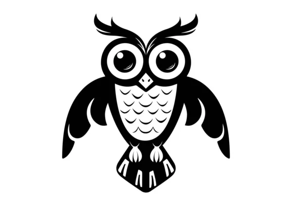 Black Owl Clipart Vektor Izolovaný Bílém Pozadí Black Owl Icon — Stockový vektor