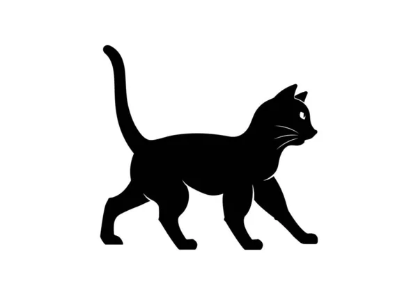 Black Cat Silhouet Clipart Vector Witte Achtergrond — Stockvector