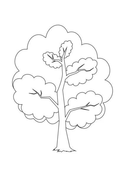Черное Белое Дерево Клипарт Вектор Изолирован Белом Фоне Раскраска Страницы — стоковый вектор