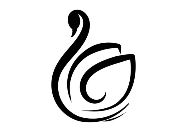 Black Swan Silhouette Vettore Piatto Sfondo Bianco — Vettoriale Stock