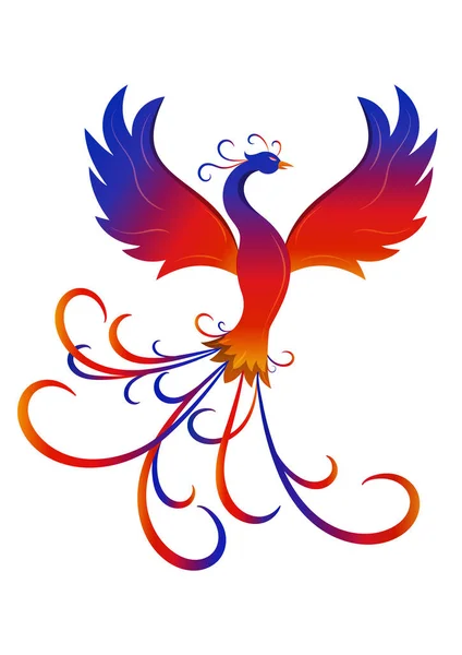 Barevné Phoenix Ptačí Vektorové Ilustrace Bílém Pozadí — Stockový vektor