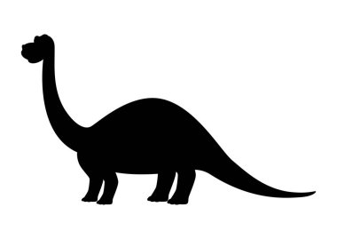 Brontosaurus Dinozor Siluet Vektörü Beyaz Arkaplanda İzole Edildi