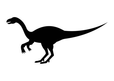 Plateosaurus Dinozor Siluet Vektörü Beyaz Arkaplanda İzole Edildi