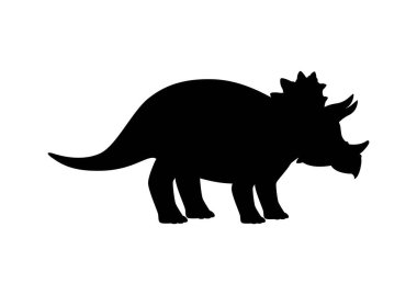 Triceratops Dinozor Siluet Vektörü Beyaz Arkaplanda İzole Edildi
