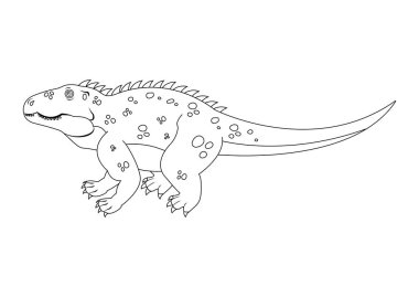 Siyah ve Beyaz Shansisuchus Dinozor Çizgi Film Karakteri Vektörü. Bir Shansisuchus Dinozorunun Renklendirme Sayfası