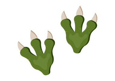 Dinozor Ayak İzleri Vektörü Beyaz Arkaplanda İzole Edildi