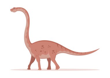Omeisaurus Dinozor Çizgi Film Karakteri Vektör İllüstrasyonu
