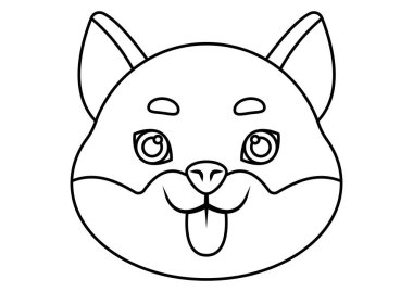 Shiba Baş Vektör İllüstrasyonunun Renklendirme Sayfası