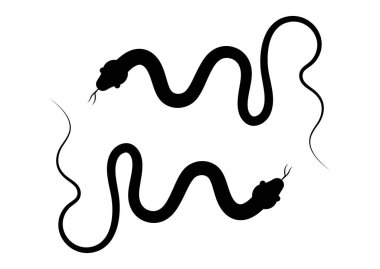 Yılan Silueti Vektör Düz Tasarımı Beyaz Arkaplanda İzole Edildi