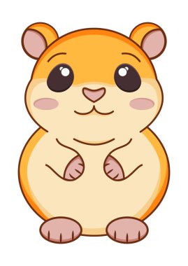 Beyaz arkaplanda gülümseyen hamster clipart vektör düz tasarımı