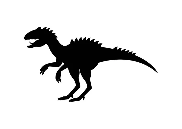 Allosaurus Dinosaure Silhouette Vecteur Isolé Sur Fond Blanc — Image vectorielle