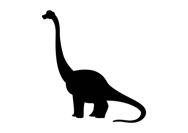 Brachiosaurus Dinosaur Silhouette Διάνυσμα Απομονωμένο Λευκό Φόντο — Διανυσματικό Αρχείο