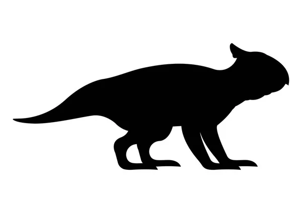 Bagaceratops Dinosaurier Silhouette Vector Isoliert Auf Weißem Hintergrund — Stockvektor