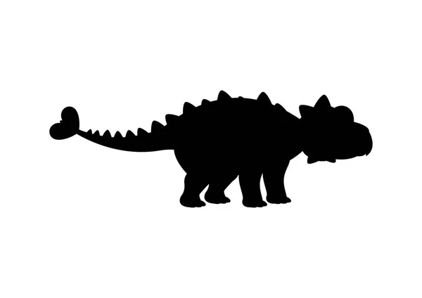 Ankylosaurus Dinosaur Silhouette Vector Isolated White Background — Stock Vector