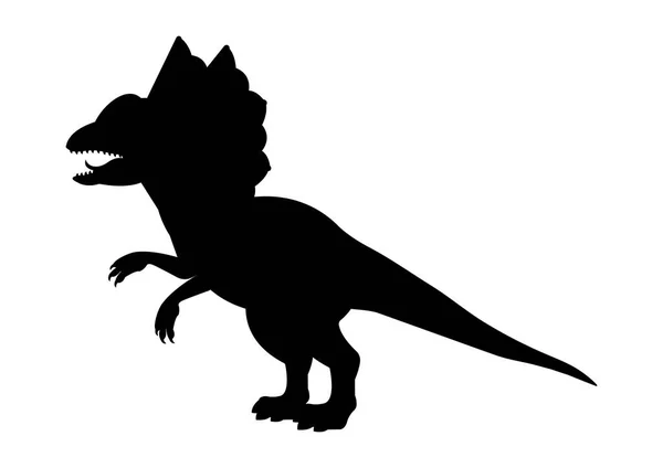 Дилофозавр Динозавр Силуэт Вектор Изолирован Белом Фоне — стоковый вектор