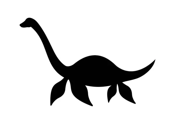 Elasmosaurus Dinosaurus Silueta Vektor Izolovaný Bílém Pozadí — Stockový vektor