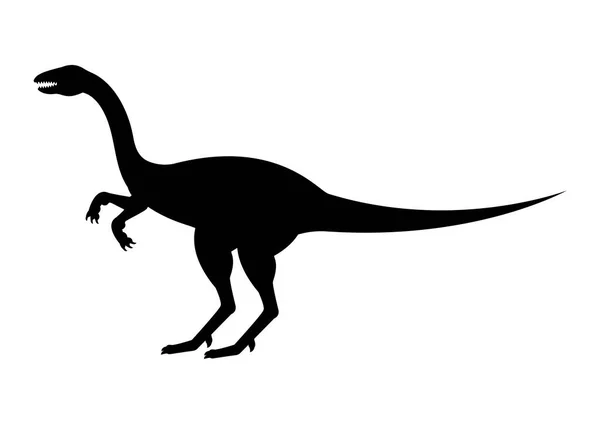 Elaphrosaurus Dinosaur Silhouette Vector Isolated White Background — Stock Vector
