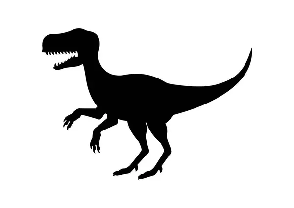 Raptor Dinosaur Silhouette Vector Isolato Sfondo Bianco — Vettoriale Stock