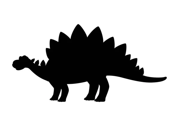 Stegosaurus Dinosaurus Silueta Vektor Izolovaný Bílém Pozadí — Stockový vektor