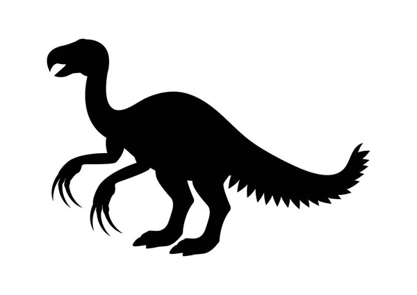 Therizinosaurus Dinosaurus Silueta Vektor Izolovaný Bílém Pozadí — Stockový vektor