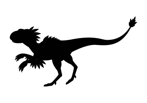 白い背景に隔離されたヴェロキラプター恐竜のシルエットのベクター — ストックベクタ