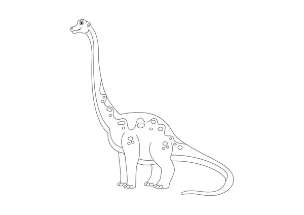 Black White Brachiosaurus Dinosaurus Cartoon Character Vector Zbarvení Stránky Brachiosaurus — Stockový vektor