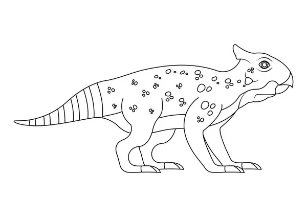 Siyah Beyaz Bagaceratops Dinozor Çizgi Film Karakteri Vektörü Bir Bagaceratops — Stok Vektör