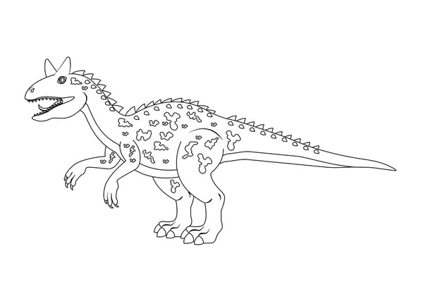 Schwarz Weißer Carnotaurus Dinosaur Cartoon Character Vector Malseite Eines Carnotaurus — Stockvektor