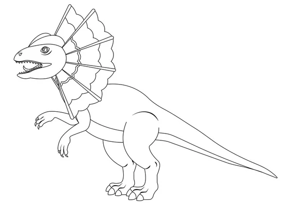 Siyah Beyaz Dilophosaurus Dinozor Çizgi Film Karakteri Vektörü Dilofosauro Dilophosaurus — Stok Vektör