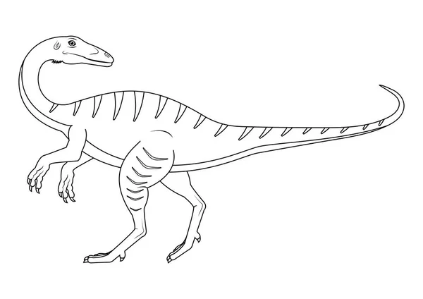 Μαύρο Και Άσπρο Coelophysis Dinosaur Cartoon Character Vector Χρωστική Σελίδα — Διανυσματικό Αρχείο