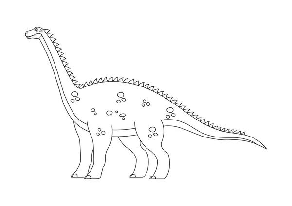 Diplodocus Preto Branco Dinossauro Cartoon Personagem Vector Desenho Para Colorir — Vetor de Stock