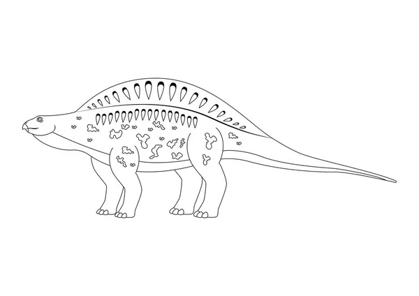 Lotosaurus Noir Blanc Dinosaur Cartoon Character Vector Coloriage Dinosaure Lotosaurus — Image vectorielle