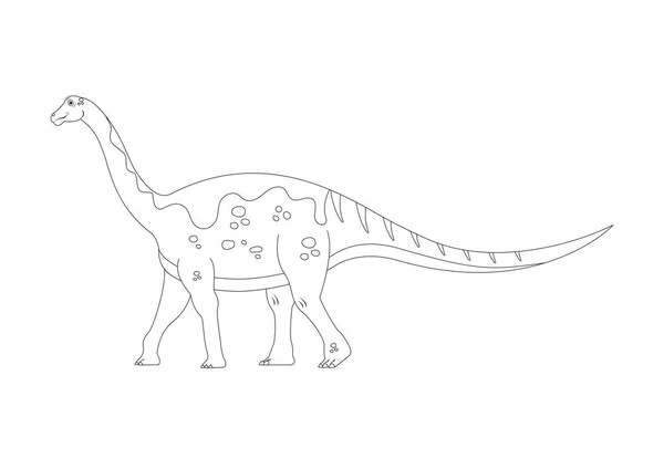 Black White Lirainosaurus Dinosaur Cartoon Character Vector Страница Раскраски Динозавра — стоковый вектор