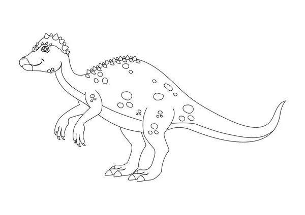 블랙과 화이트 Pachycephalosaurus 캐릭터 Pachycephalosaurus 공룡의 페이지 — 스톡 벡터