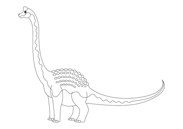 Svart Och Vit Pelorosaurus Dinosaurie Cartoon Character Vector Färgning Sida — Stock vektor
